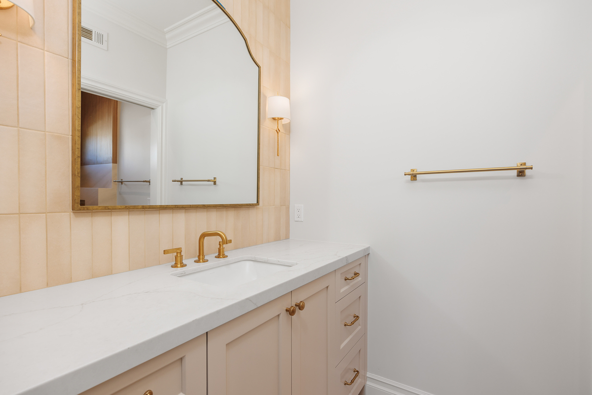 Custom bathroom cabinets in a La Costa home remodel in Carlsbad featuring modern vanity, clean design, and premium finishes.